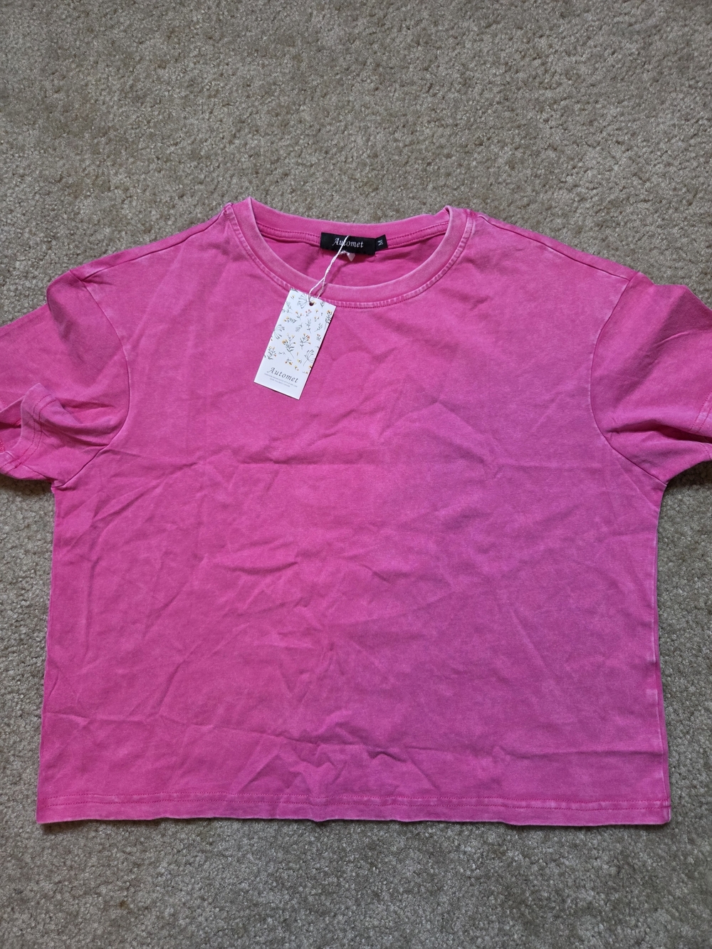 Automet Vibrant Pink Crewneck Tee Casual Chic Size M